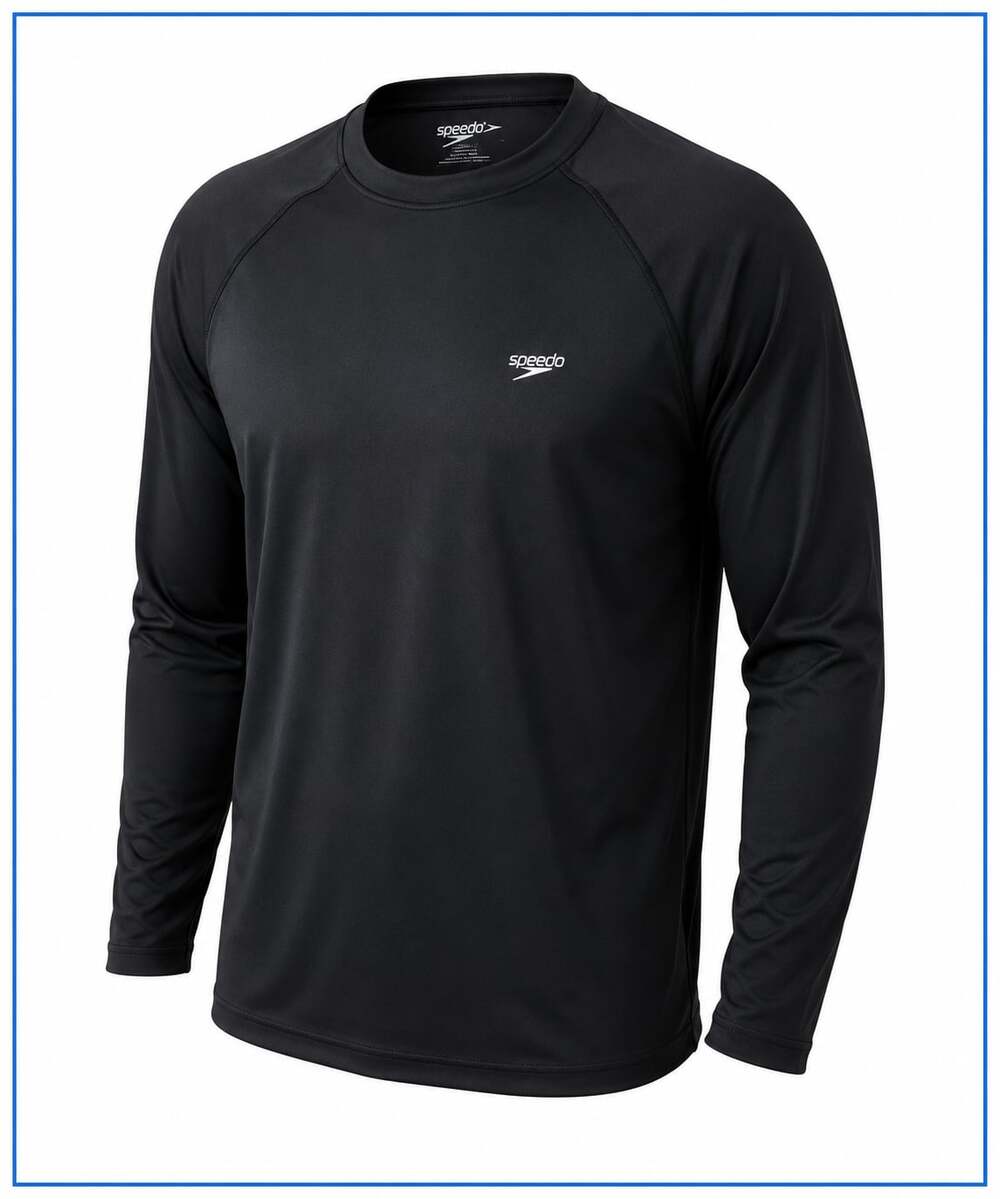 Fits Men’s M Speedo Long Sleeve Rash Guard Black